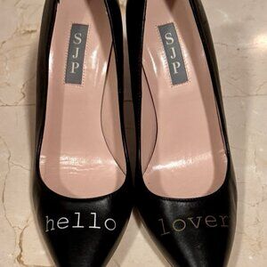 SJP SARAH JESSICA PARKER Hello Lover Black Leather Fawn Pumps